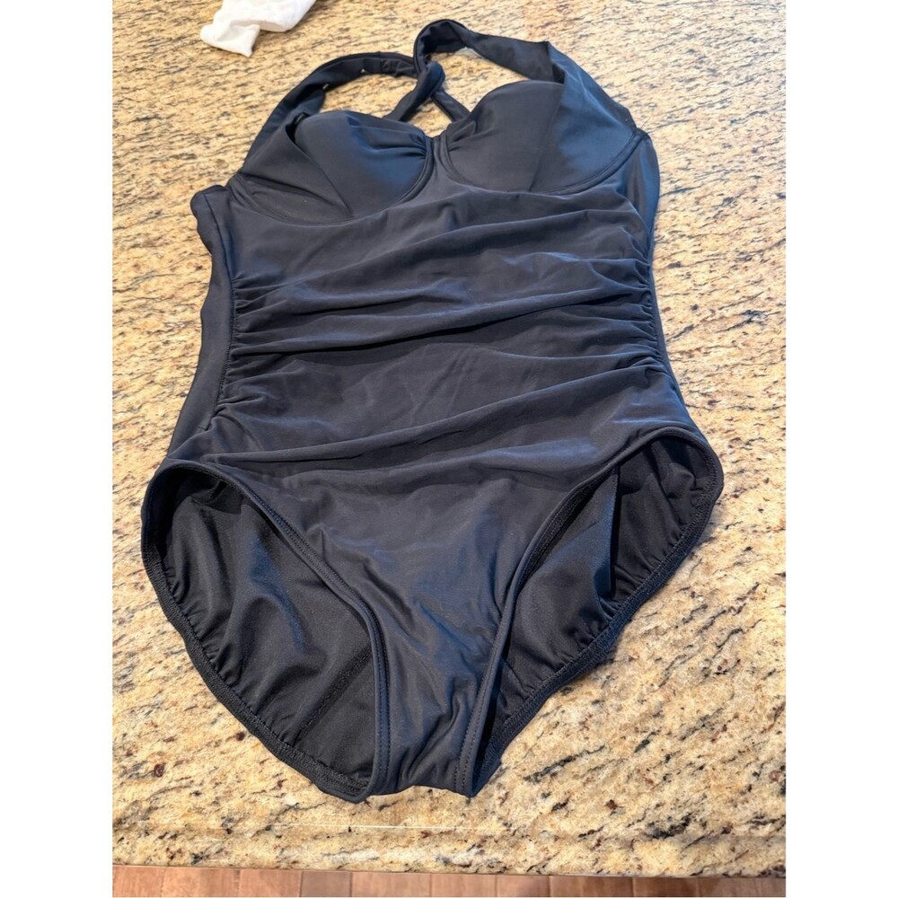 Lands End Classic One-Piece Swimsuit in black slimming